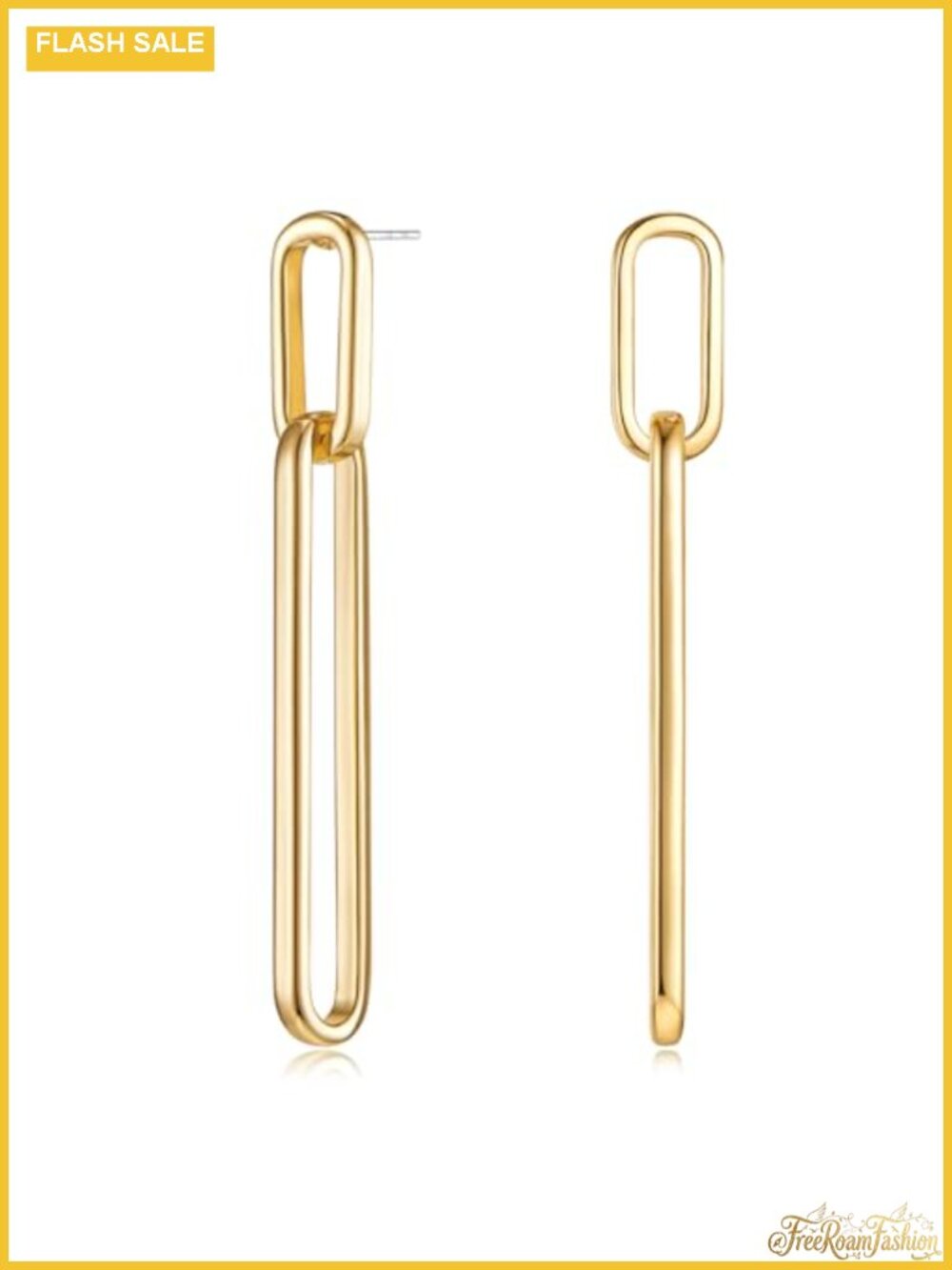 Long Link Drop Earrings Hypoallergenic Brass 14K Gold Plated